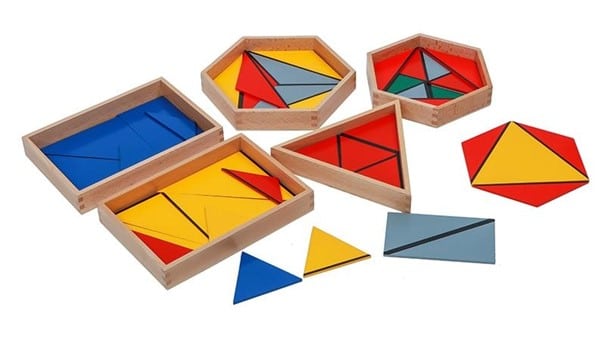 triangles constructeurs, triangles montessori, géométrie montessori