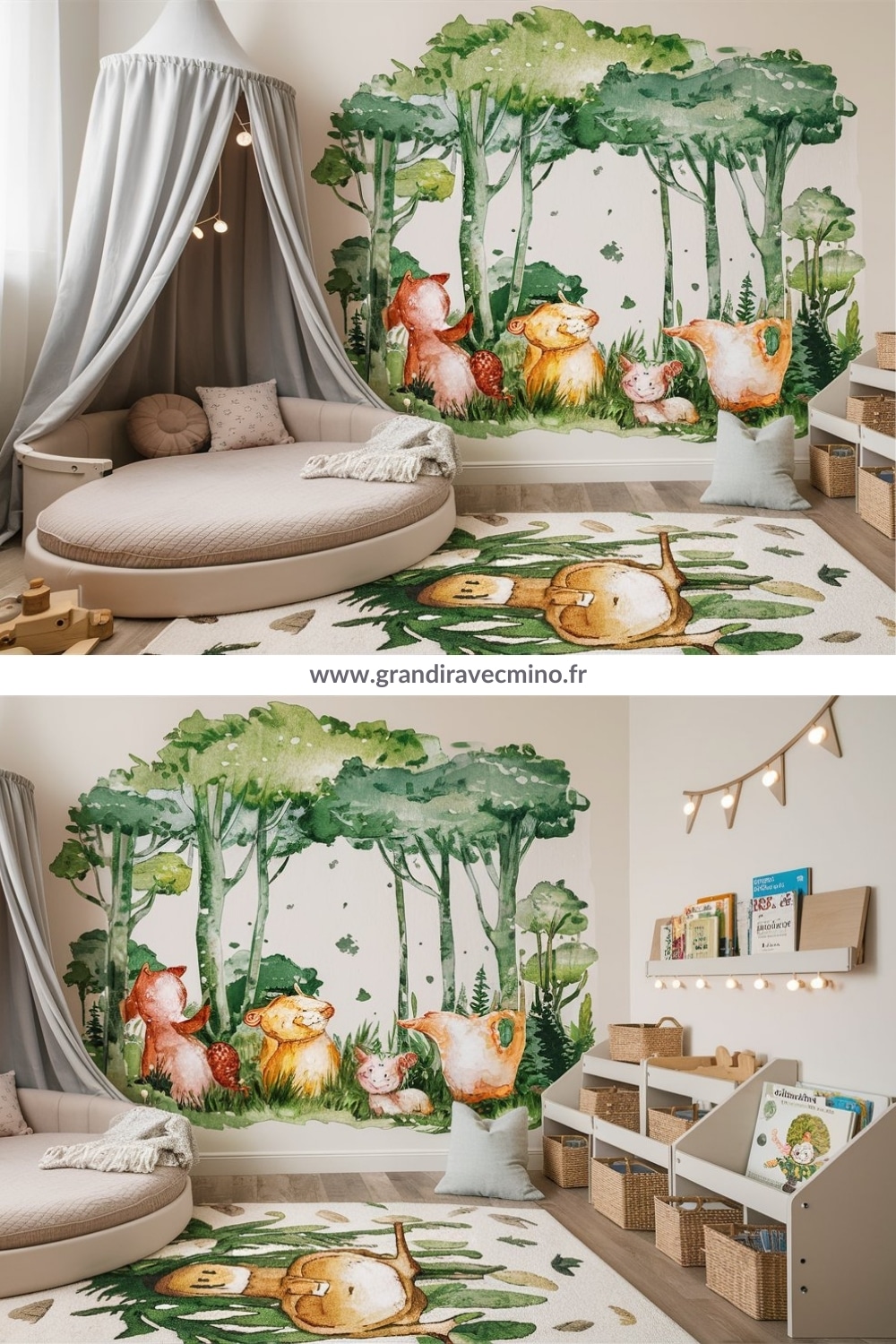 inspiration chambre lit rond enfant foret