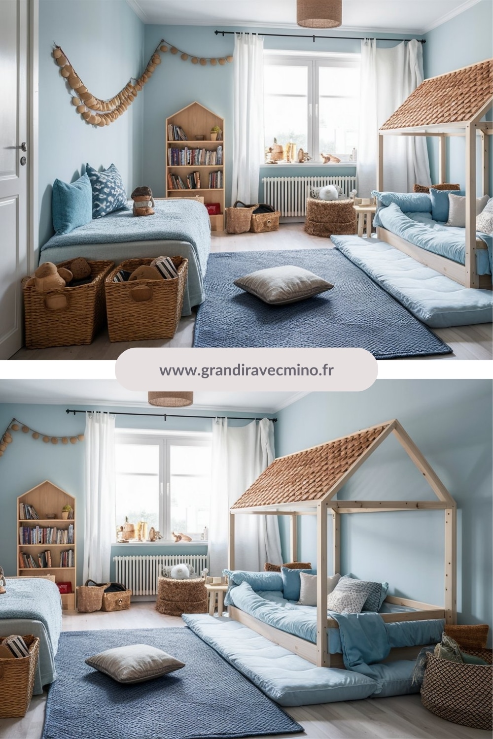 lit cabane chambre enfant bleu (3)