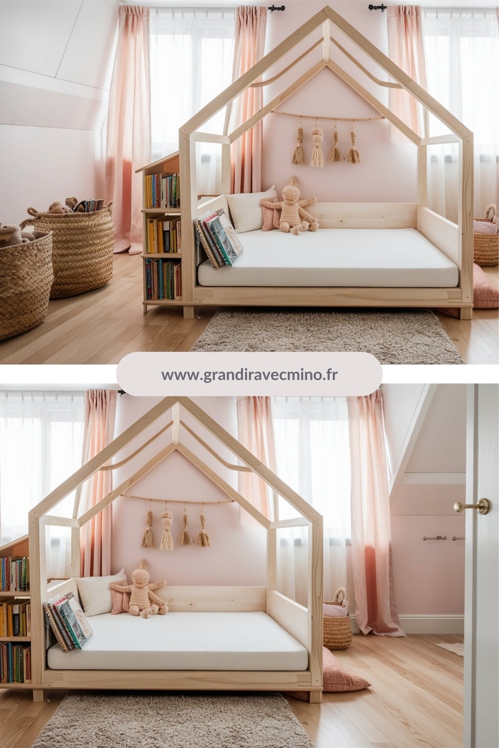 lit cabane chambre enfant rose (1)