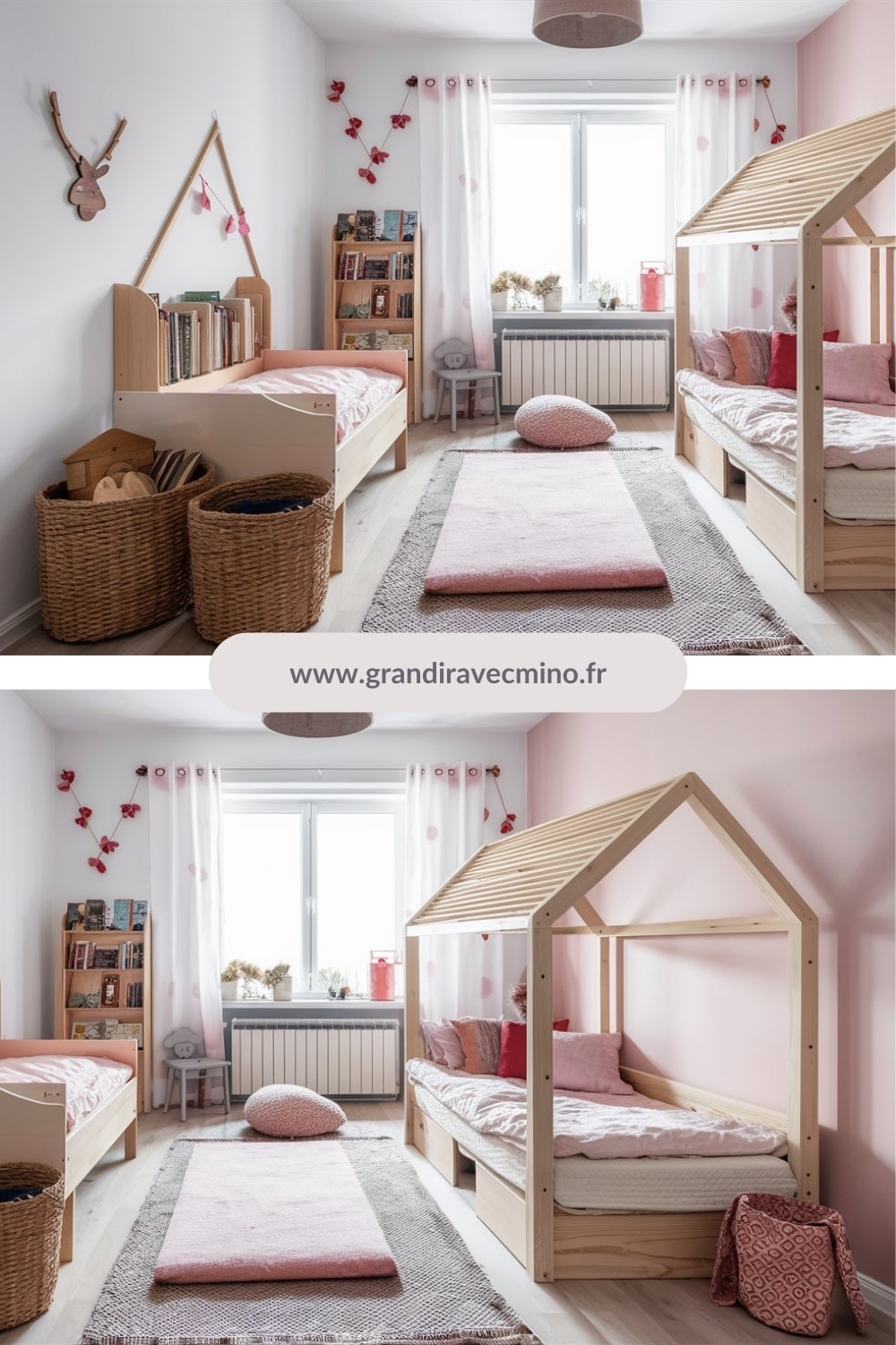 lit cabane chambre enfant rose (4)