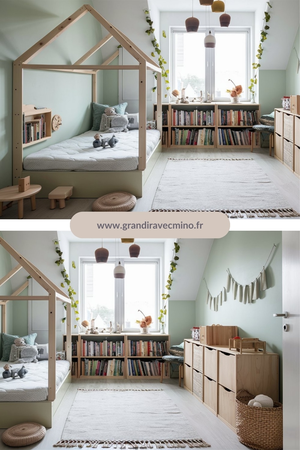 lit cabane chambre enfant vert (1)