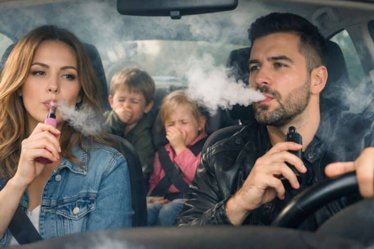 vapoter voiture avec enfants